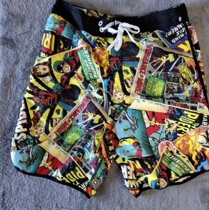 Marvel Comic Print Swim Shorts - Red,‎ Yellow, Blue